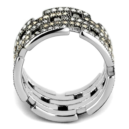 Anello in acciaio inossidabile lucido senza placcatura con elemento decorativo superiore, di marca Sajishop.