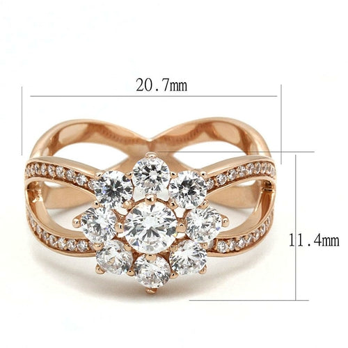 Anello in argento sterling 925 placcato oro rosa con zirconi CZ di alta qualità, elegante e brillante, da Sajishop.