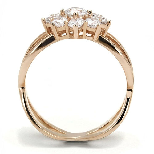 Anello in argento sterling 925 placcato oro rosa con zirconia AAA grade trasparente, modello TS586 di Sajishop.