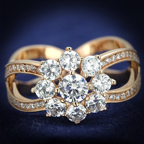 Anello in argento sterling 925 color oro rosa con zirconia AAA di alta qualità, autentico e brillante, prodotto Sajishop.