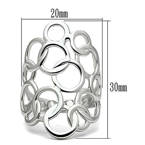 Anello in ottone con rhodium senza pietre, modello 3W170, con finitura lucida e design semplice, prodotto Sajishop.
