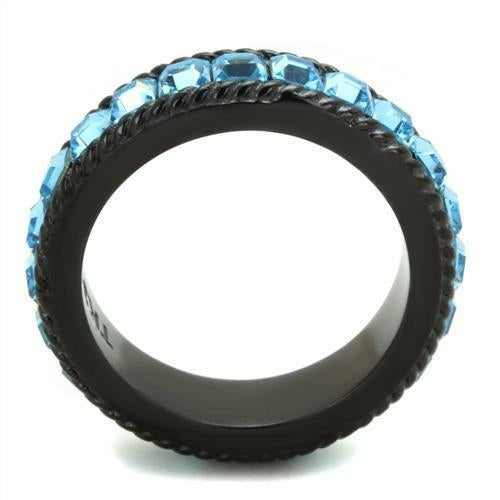 Anello in acciaio inossidabile nero IP Black con placcatura ionica, design elegante e di alta qualità, prodotto Sajishop.