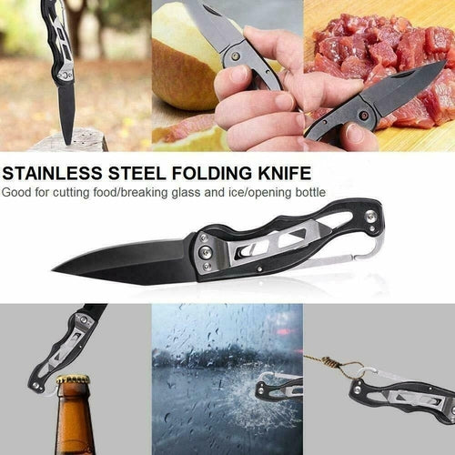 Kit di emergenza e attrezzi di sopravvivenza all'aperto Sajishop, 14 in 1, ideale per campeggio e situazioni di emergenza.