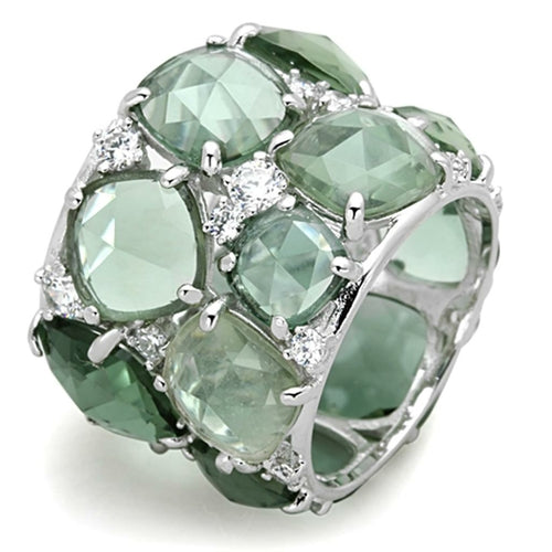 Anello in argento sterling 925 placcato rhodium con dettagli sintetici, di marca Sajishop, con motivo elegante e lucente.
