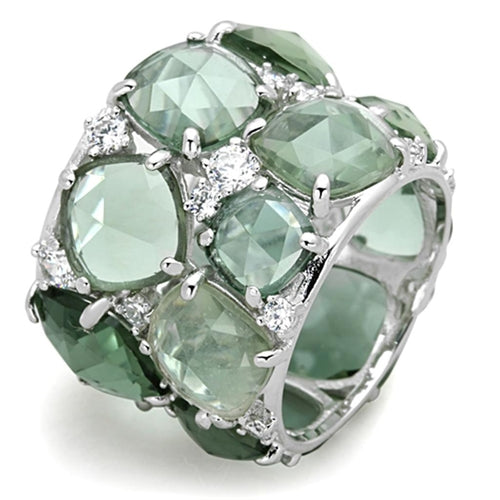 Anello in argento sterling 925 placcato rodio con dettagli sintetici, elegante e raffinato, prodotto Sajishop.