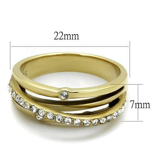 Anello in acciaio inox placcato oro IP TK2611 di Sajishop, con design elegante e finitura di alta qualità, visibile in dettaglio.