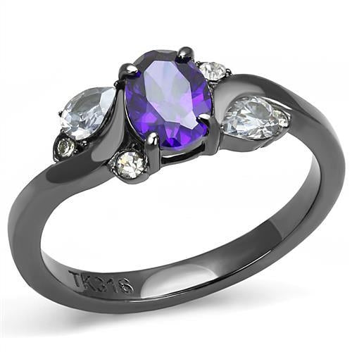 Anello in acciaio inox nero IP Light Black con finitura IP Gun, con certificato AAA, di Sajishop.