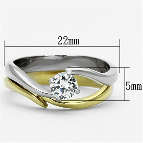 Anello in acciaio inossidabile bicolore con placcatura IP oro, modello TK1092, con finitura AAA, di Sajishop.