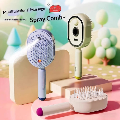 Spazzola per capelli elettrica Sajishop con spray aerea, massaggio e diffusore di olio essenziale, versione beige migliorata