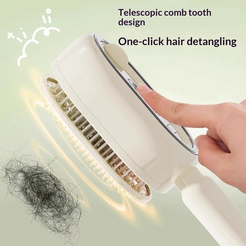 Spazzola per capelli elettrica Sajishop con nebulizzatore di olio essenziale, funzione massaggio e aria a sacchetto in beige.