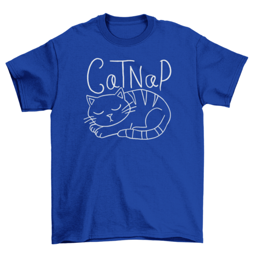 Maglietta nera Sajishop con gatto che dorme, morbido design con felino rilassato per gli amanti dei gatti e dello stile casual.