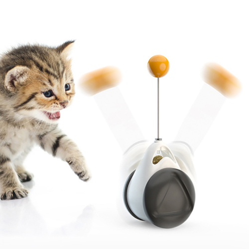 Gioco per gatti Sajishop con palla oscillante e ruota equilibrata in nero, divertente giocattolo per animali domestici
