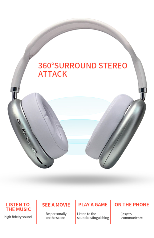 Cuffie wireless Sajishop 2021 con auricolari stereo HiFi Bluetooth, design elegante e comodo per ascolto musicale.
