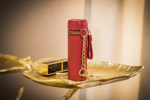 Porta lipstick Sajishop di colore blu, custodia elegante e compatta per conservare il rossetto in modo sicuro.