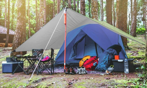 Tenda da campeggio impermeabile Sajishop di colore marrone, protezione antipioggia, misura circa 118x197 pollici, copertura resistente.