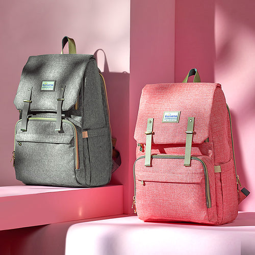 Zaino da viaggio in tela per pannolini Sajishop, capiente e resistente, con tasche multiple e design pratico per mamme e papà.