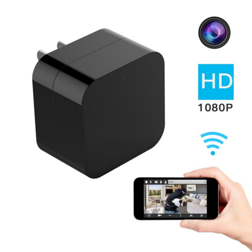 Telecamera nascosta Sajishop con visione notturna 1080P, Wi-Fi, caricatore wall, telecamera spia segreta, per sorveglianza domestica