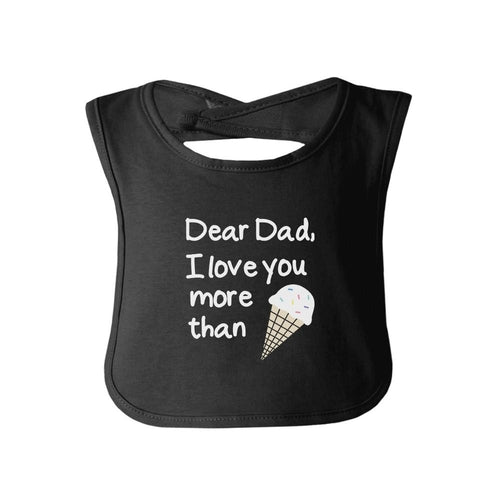 Bavaglino nero per neonato di Sajishop con stampa divertente "Dear Dad Icecream", design carino e unico per bambini.