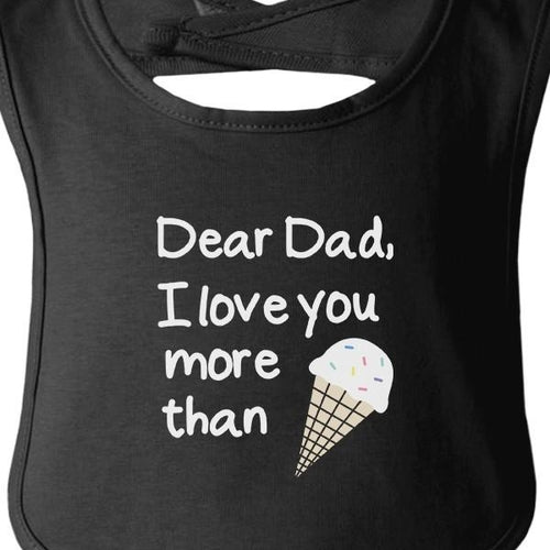 Bavaglino nero per bambino Sajishop con motivo decorativo "Dear Dad Icecream" e design carino e unico.