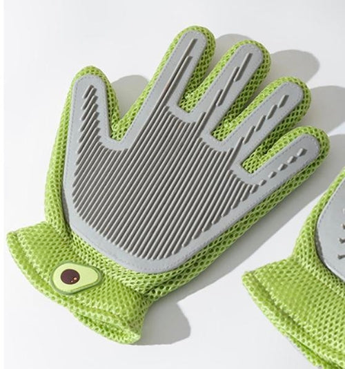 Guanto e spazzola 2-in-1 per la toelettatura di cani e gatti Sajishop, in silicone grigio con setole morbide e alta efficienza