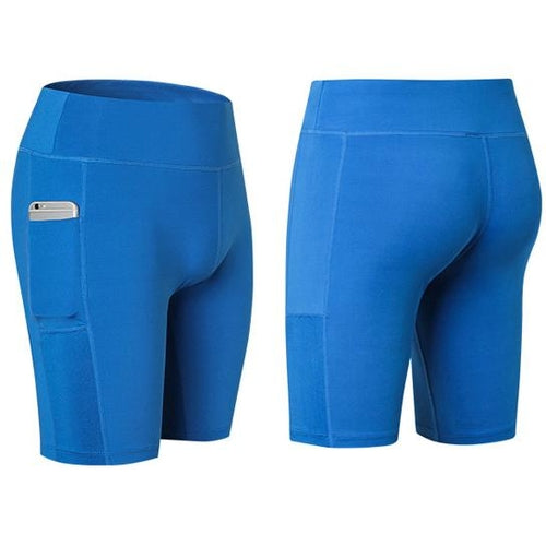 Shorts da yoga All Seasons Sajishop, elasticizzati con tasca per telefono, colore grigio, taglia X-Large.