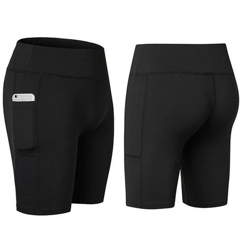 Shorts da yoga Sajishop per tutte le stagioni, elasticizzati con tasca per telefono, in grigio, taglia XL.