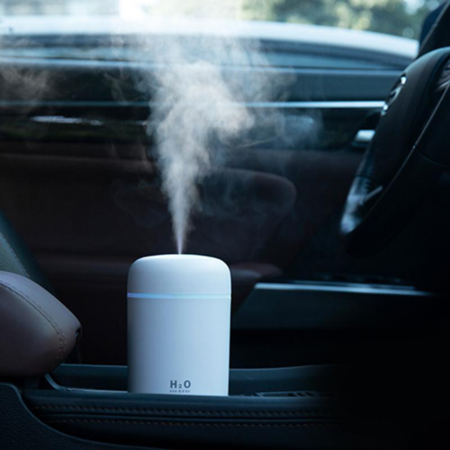Umidificatore portatile Sajishop con diffusore di oli essenziali, per auto e casa, in grigio, con design compatto e funzionale