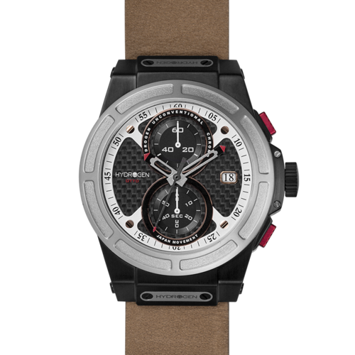 Orologio Otto Chrono Silver Black Nato di Sajishop con cinturino in tessuto nero e quadrante argentato.