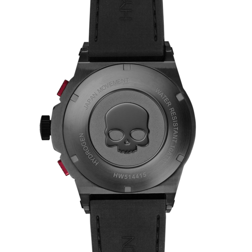 Orologio Otto Chrono All Black di Sajishop con cinturino in silicone nero e quadrante sportivo, vista frontale in dettaglio