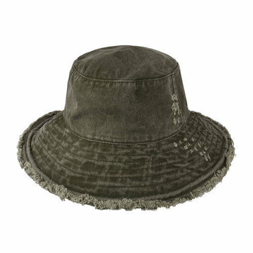 Cappello a secchiello frayed di Sajishop in tessuto lavanda con bordo sfrangiato, stile casual e alla moda.