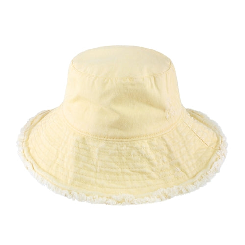 Cappello a secchiello sfilacciato lavanda Sajishop, stile casual e alla moda, con frange leggere e tessuto morbido.