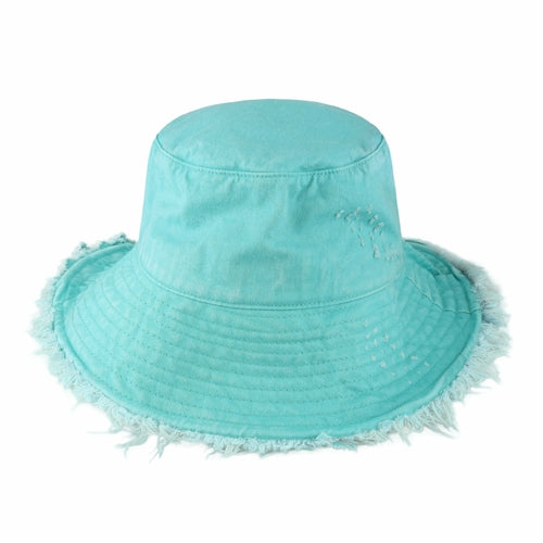Cappello a secchiello sfrangiato di Sajishop in tessuto lavanda, con bordo frangiato e stile casual estivo