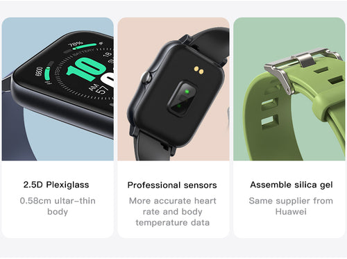 Smartwatch Sajishop con schermo intero, resistente all'acqua IP68, ultra sottile e dal design leggero, colore blu chiaro.