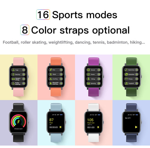 Smartwatch Sajishop con schermo intero, resistente all'acqua IP68, ultra-sottile e leggero, colore azzurro chiaro.