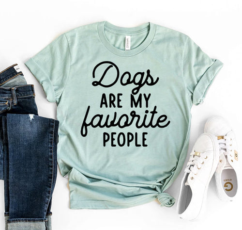 T-shirt rosa chiaro Sajishop con stampa "Dogs Are My Favorite People" con disegni di cani, taglia S.