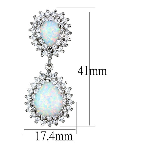 Orecchini in argento sterling 925 con rodiatura e opale semi-prezioso, design elegante e raffinato.