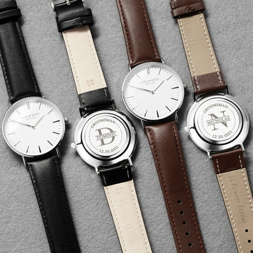 Orologio da uomo Sajishop inciso, regalo per testimoni di nozze e damigelli, stile elegante e classico