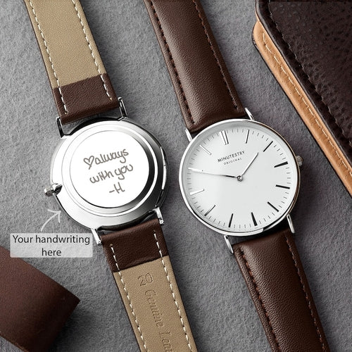 Orologio da uomo Sajishop inciso con scrittura a mano, regalo per sposo, stile senza incisione, elegante e personalizzato.