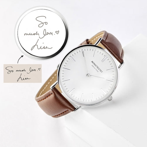 Orologio da uomo Sajishop con incisione personalizzata, regalo di scrittura a mano per lo sposo, stile senza incisione.