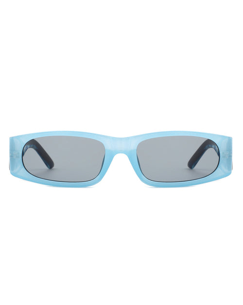 Occhiali da sole rettangolari stretti Sajishop Talon, stile retrò quadrato, montatura arancione, moda elegante e di tendenza.