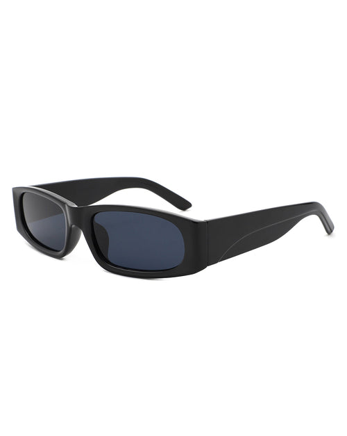Occhiali da sole rettangolari stretti Sajishop Talon, stile retrò e square, con montatura arancione elegante.