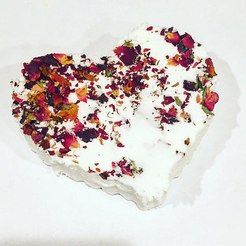 Sajishop bomba da bagno a forma di cuore con rosa, bomba da bagno biologica e profumata, ideale per un bagno rilassante.