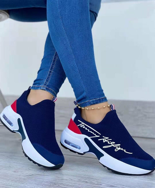 Scarpe da donna Sajishop, sneakers casual e traspiranti con zeppa bassa, ideali per camminare e in stile comodo.