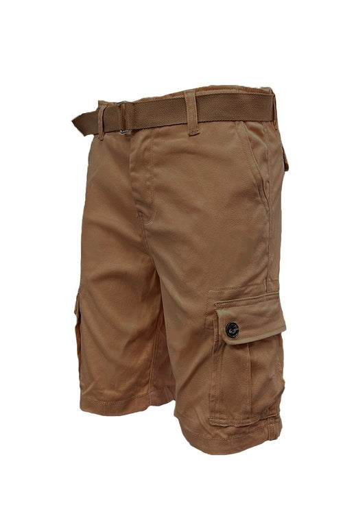 Pantaloncini cargo con cintura di colore ruggine e tasche laterali, marca Sajishop, taglia 3XL.