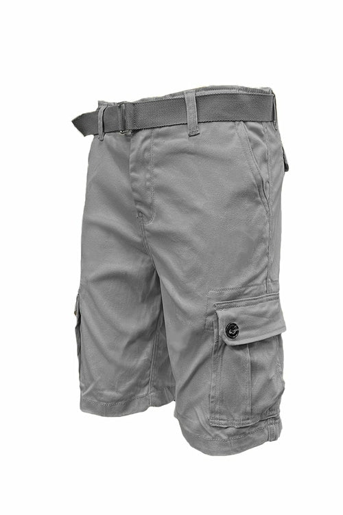 Short cargo con cintura Sajishop in tessuto color ruggine, modello CS002, dettaglio cintura e tasche frontali.