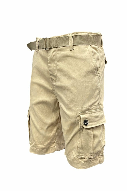 Pantaloncini cargo cargo con cintura e bottoni, colore ruggine, taglia 3XL, marca Sajishop, vista frontale e dettagli.