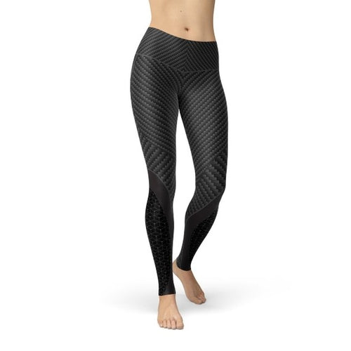 Leggings sportive da donna in fibra di carbonio Sajishop, tessuto aderente e traspirante, ideali per allenamenti e attività sportive