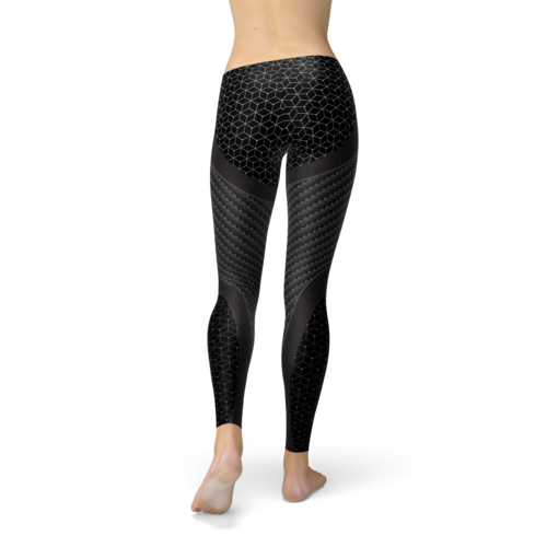 Leggings sportive da donna Sajishop in fibra di carbonio, aderenti e elastiche, ideali per allenamenti e attività sportive.