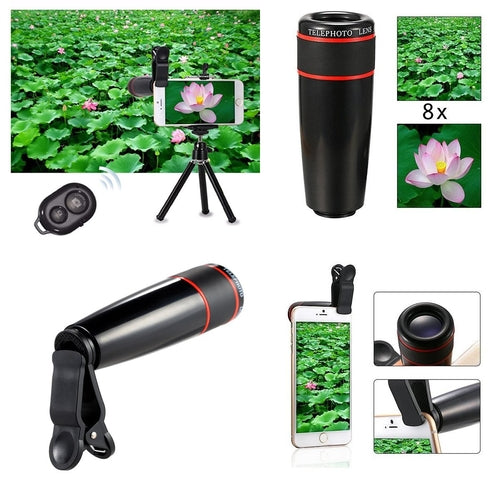 Kit di lenti per fotocamera smartphone Sajishop 11 in 1 con obiettivi vari in colore argento, per foto di alta qualità.