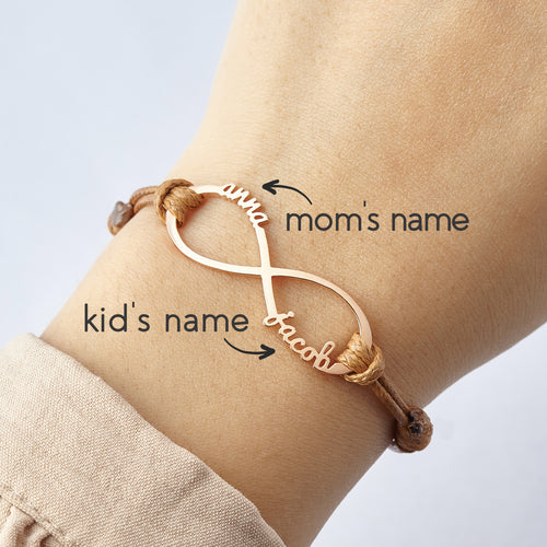 Bracciale da mamma in argento con nomi dei figli, bracciale infinito con nomi, gioielli per mamme Sajishop